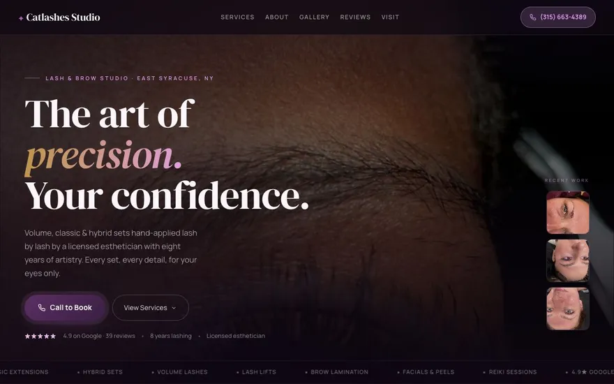 Lash studio website we built