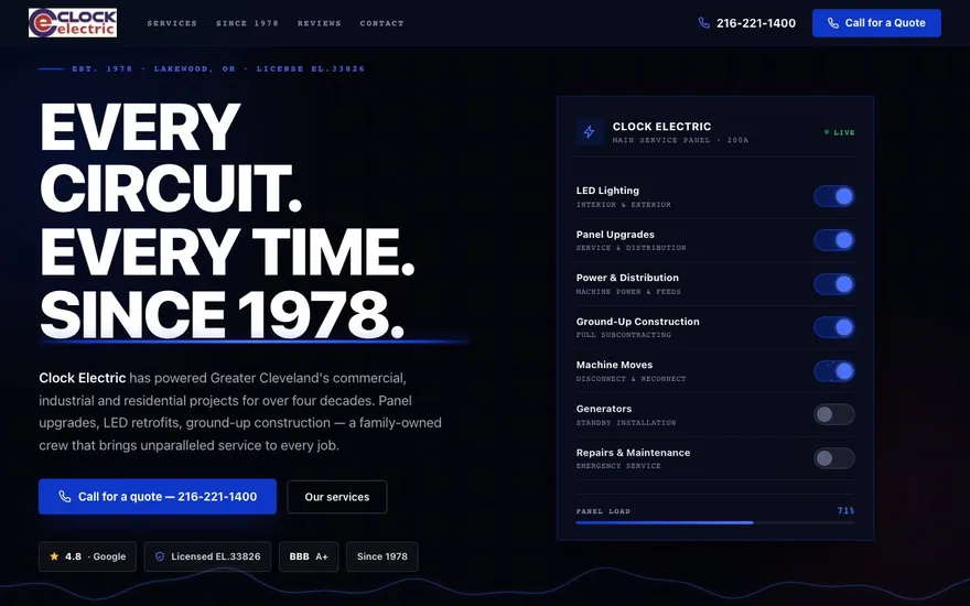 Electrician website we built